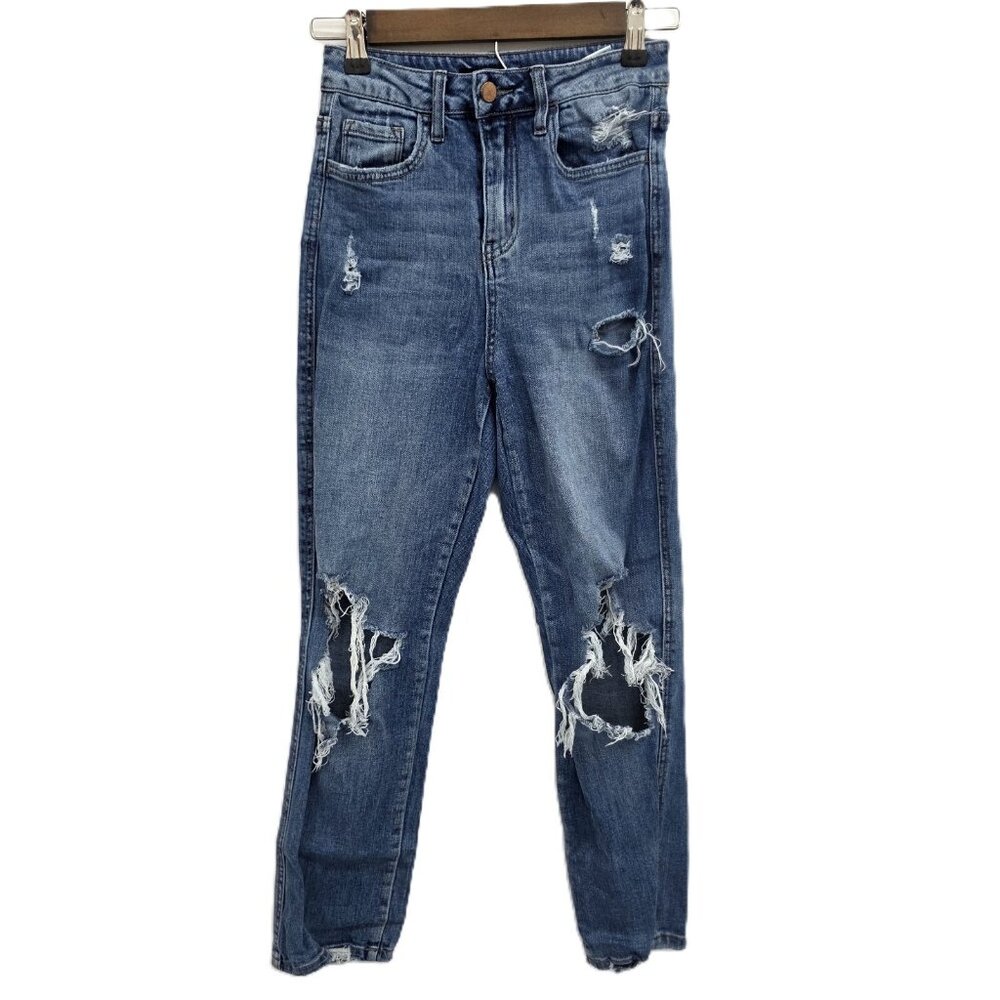 Flying Monkey Jeans Womens 23‎ Denim Ultra High Rise Distressed Ankle Straight